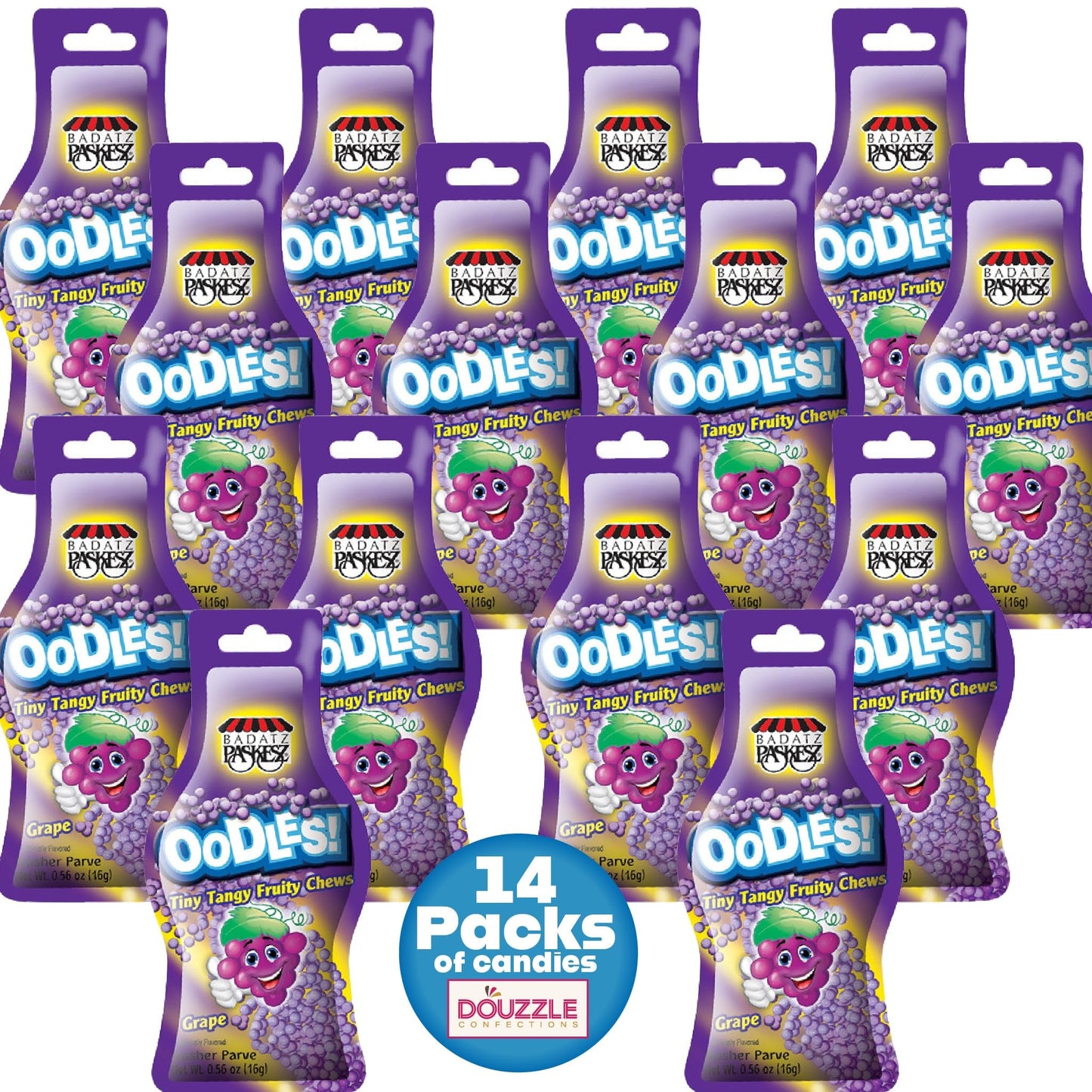 DOUzzle Back To School Oodles Grape Tiny Tangy Fruity Chews Mix (12 Count, 1 Pack) Individually Wrapped, Party Favor, Goodie Bag