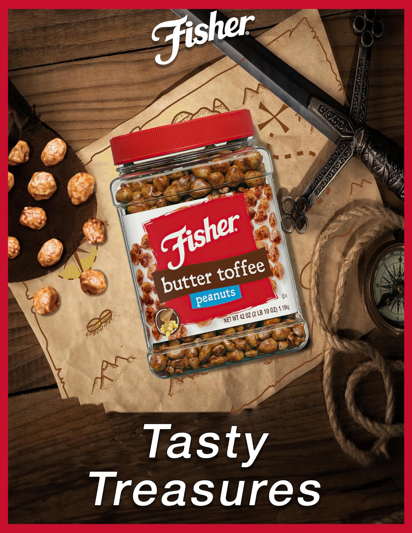 Fisher Butter Toffee Peanuts, 42 oz (Pack of 6) - No Artificial Colors or Flavors, Perfect Snack for Sharing