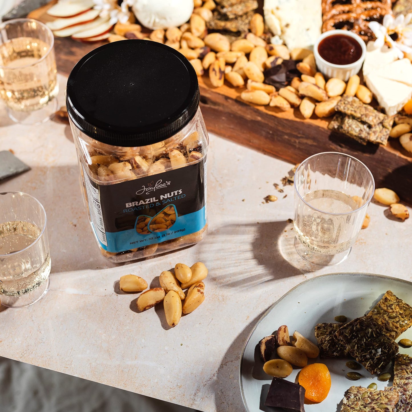 Jaybee'S Roasted Salted Brazil Nuts - (32 Oz) Great For Daily Use, Baking, Cooking And Gift Giving - Reusable Container - Kosher