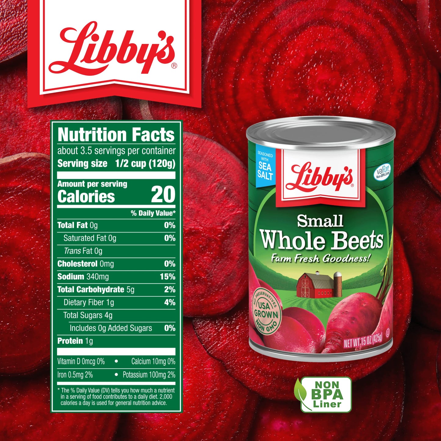 Libby'S Small Whole Beets | Deliciously Earthy Flavor | Deep Vibrant Ruby Red-Purple | Seasoned With Sea Salt | Grown & Made In