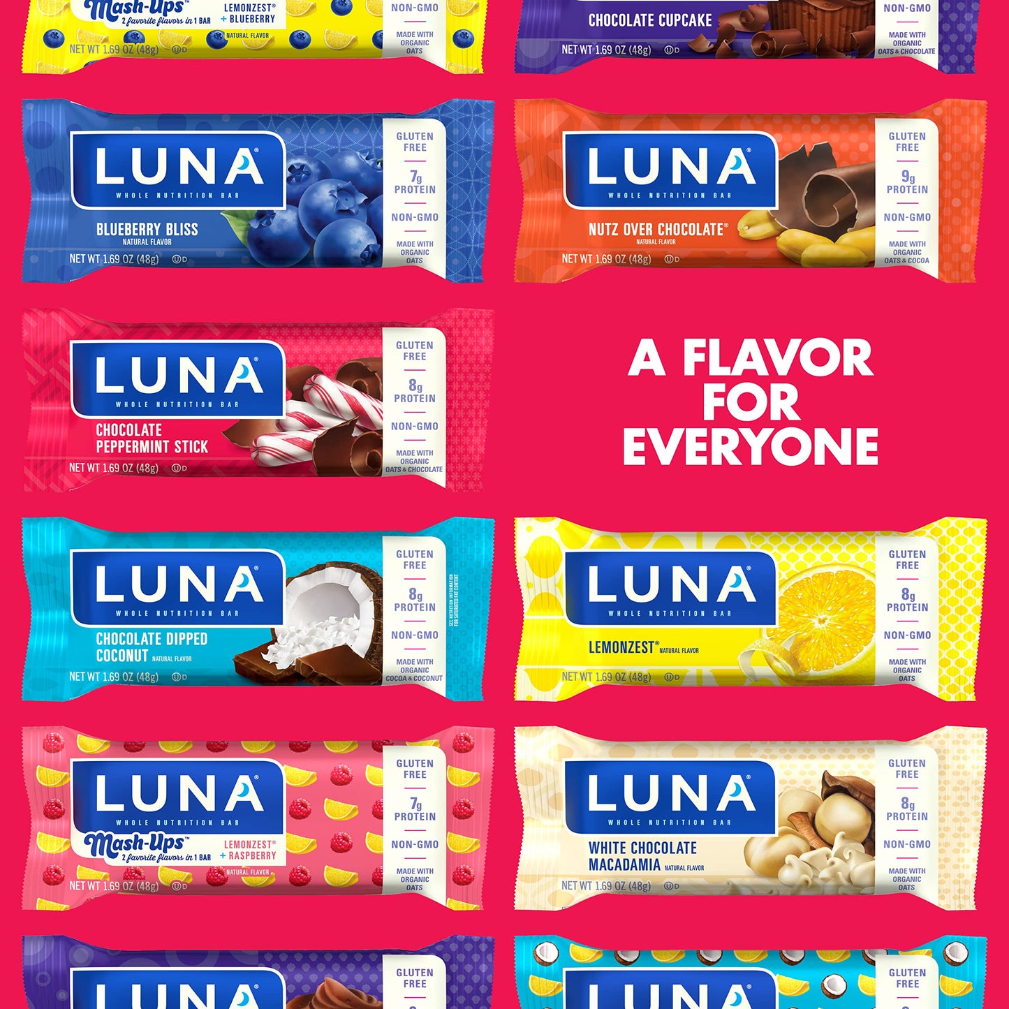 Luna Bar - Gluten Free Snack Bars - Chocolate Peppermint Stick -8G Of Protein - Non-Gmo - Plant-Based Wholesome Snacking - On Th