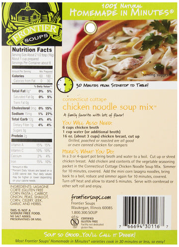 Frontier Soups Homemade In Minutes Soup Mix, Connecticut Cottage Chicken Noodle, 4.25 Oz