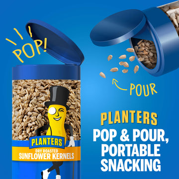 PLANTERS Dry Roasted Sunflower Seeds, 5.85oz Jar (4 Count), Plant-Based Protein Snack, Kosher, Perfect for Road Trips & Kids' After School Snacks