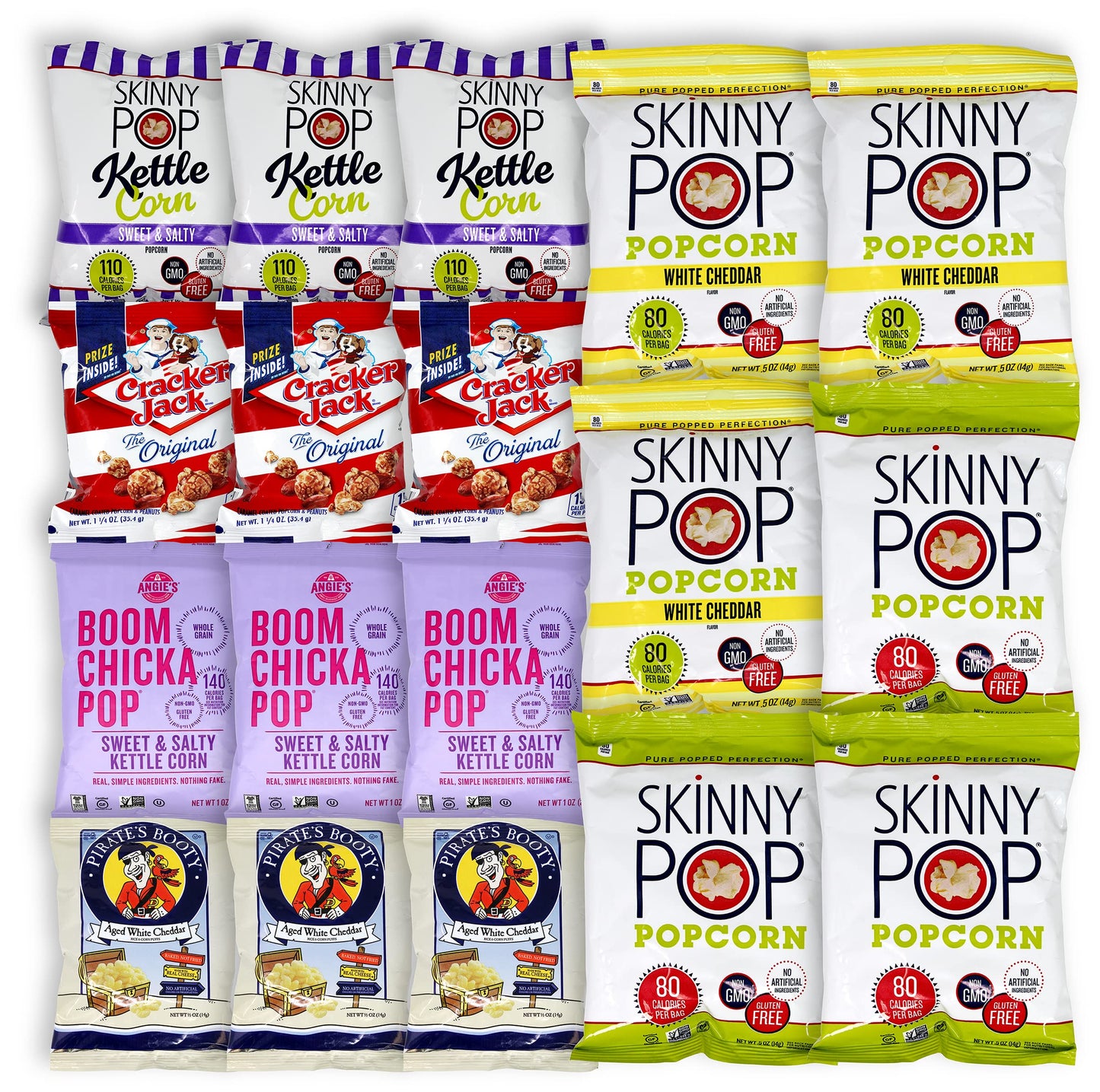 Popcorn Snack Pack - Skinny Pop, Pirate'S Booty, Cracker Jack, And Angie'S | 18 Packs | Niro Assortment