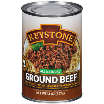 Keystone All Natural Ground Beef 14 Ounce Long Term Emergency Survival Food Canned Meat | Fully Cooked Ready To Eat | Gluten Free Family Pack Of 1