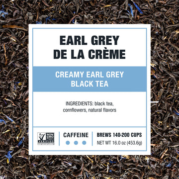 Tiesta Tea - Earl Grey De La Crème | Loose Leaf | Creamy Earl Grey Black Tea | Premium Blend | Caffeinated Black | Make Hot Or Iced Brews Up To 200 Cups | 16 Ounce Resealable Bulk Pouch