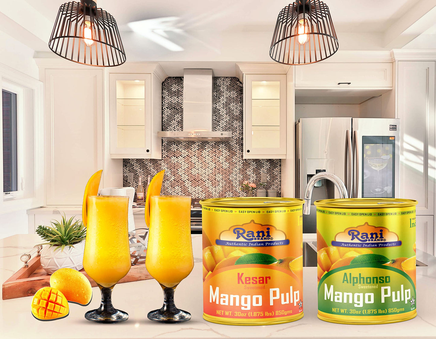 Rani Mango Pulp Puree (Makes Mango Lassi Shakes) Kesar Sweetened 30Oz (1.875Lbs) 850G ~ Kosher | All Natural | Non-Gmo | Vegan | No Colors | Gluten Friendly | Indian Origin