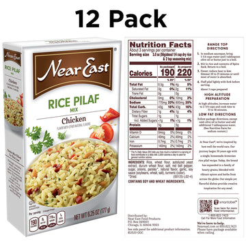 Near East Rice Pilaf Mix, Chicken, 6.25Oz Boxes (12 Pack)
