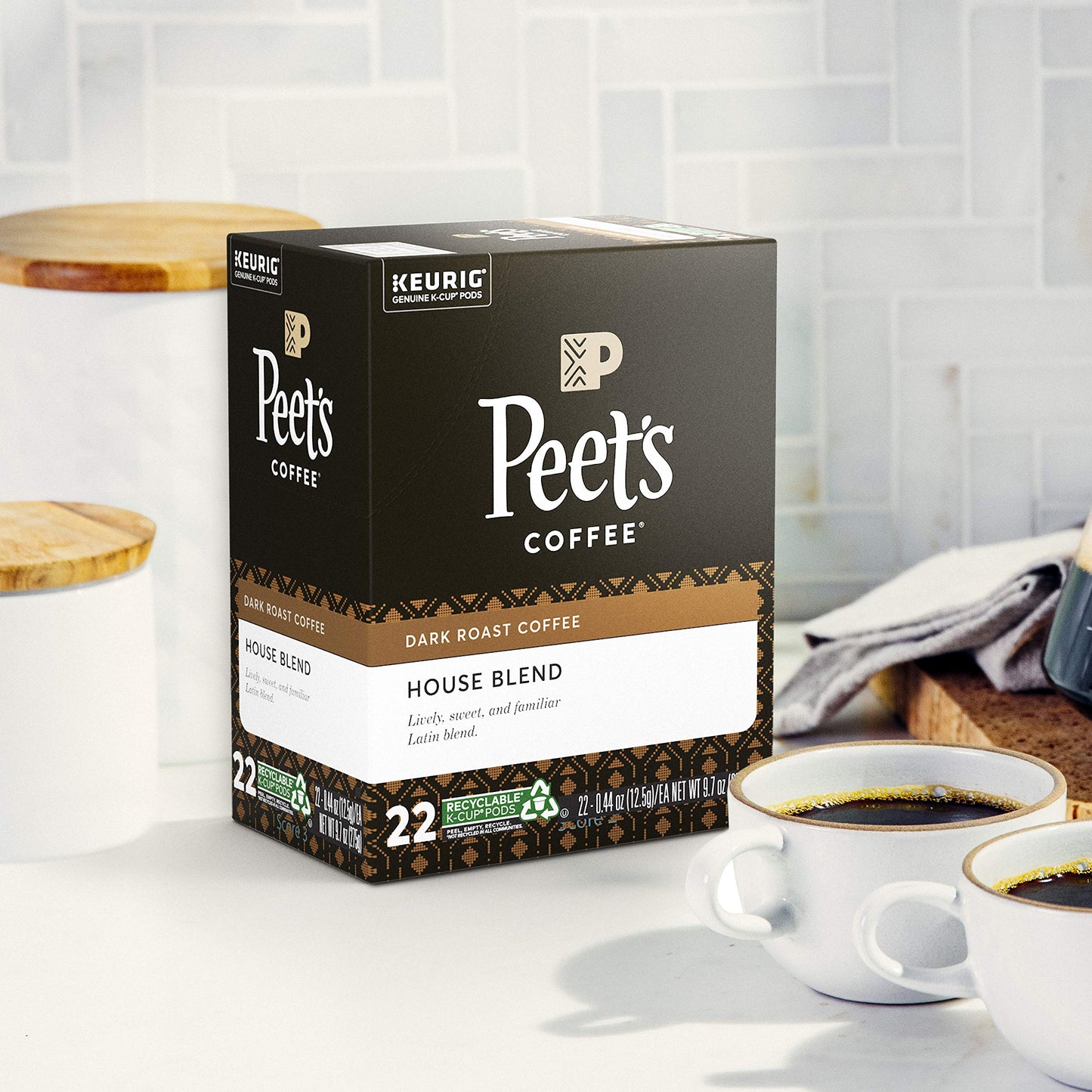 Peet'S Coffee & Tea Single-Serve Coffee K-Cup, House Blend, Carton Of 22