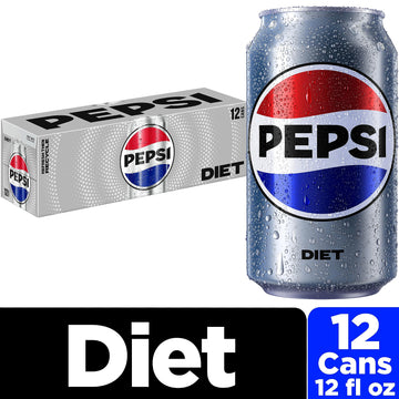 Diet Pepsi Cola Soda Pop, 12 Fl Oz Cans, 12 Pack