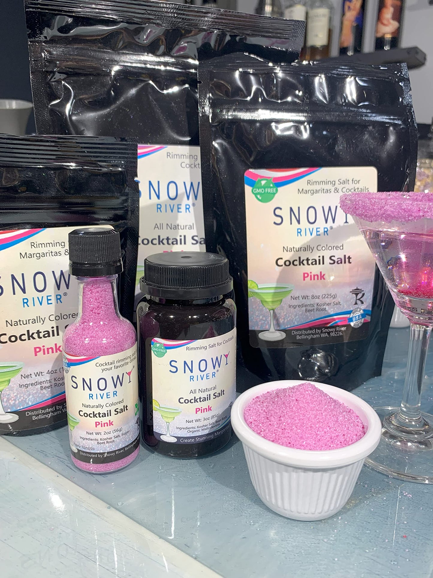 Snowy River Pink Cocktail & Margarita Rimming Salt – 80oz Decorative Culinary Salt for Drinks and Desserts