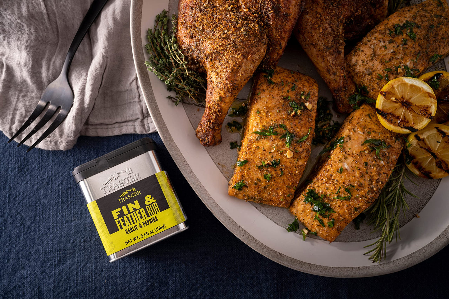 Traeger Grills SPC176 Fin and Feather Rub, Garlic & Paprika, 5.5 Ounce, Original Version