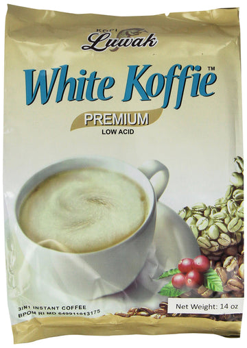 Luwak White Koffie Low Acid (3In1) Instant Coffee 13.5Oz, Pack Of 20 Sachets
