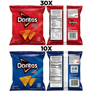 Doritos Flavored Tortilla Chips, Favorites Variety Pack (Nacho Cheese And Cool Ranch), 1 Ounce (Pack Of 40)