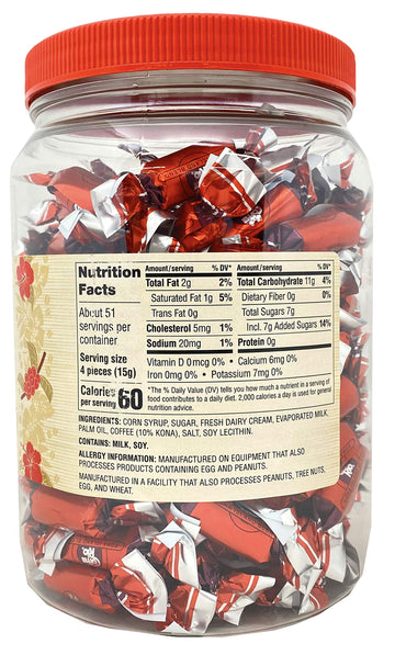 Coffee Rio Coffee Candies - Individually Wrapped Kona Blend Caramels, 27 Ounce Jar, Perfect for Office and Breakroom Treats