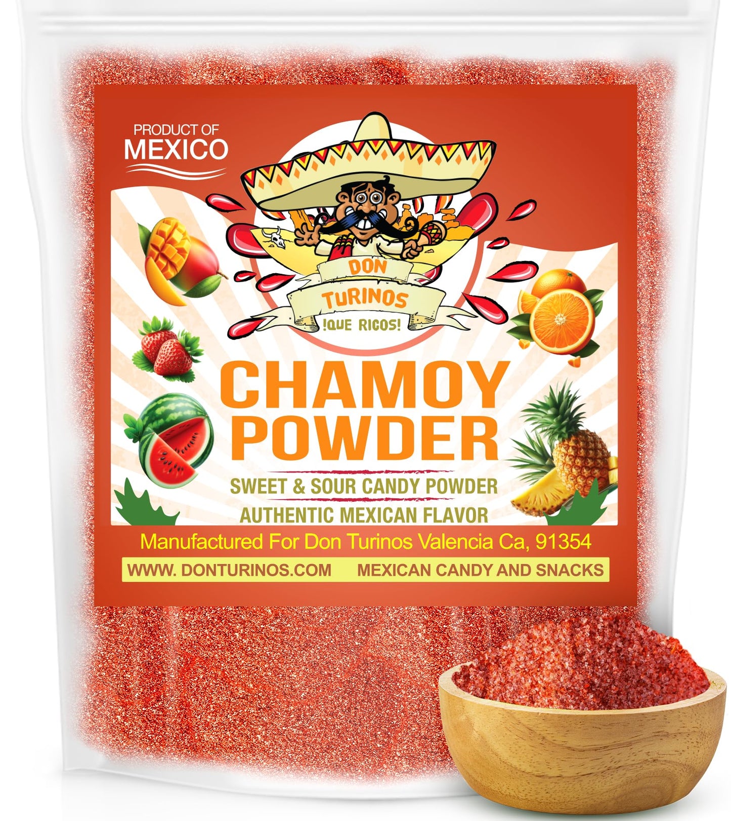 Chamoy Powder 12 Oz Bag - Sweet Spicy Tangy Mexican Candy Powder For Fruit Snacks Candy & Drink Rims - Authentic Flavor Blend With Chile Lime Salt And Sugar - Resealable Bulk Pack By Don Turinos