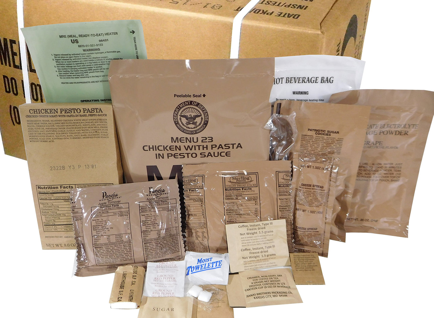 Mres (Meals Ready-To-Eat) Box B, Genuine U.S. Military Surplus, Menus 13-24