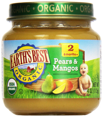 Earth'S Best, Strained Pear Mango, 4 Oz