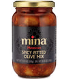 Mina Spicy Pitted Olive Mix, 12.5 oz - Premium Handpicked Moroccan Olives with Red Chili Pepper Harissa, Keto Friendly Spicy Oli