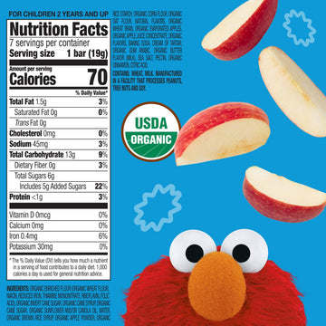 Earths Best Organic Sunny Days Snack Bars For Toddlers 2 Years Old And Up, Apple Flavored With Other Natural Flavors, 7 Ct (Pack Of 6)