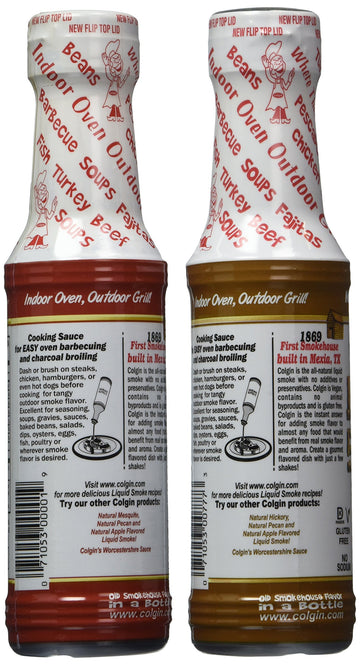 Colgin Hickory & Mesquite Liquid Smoke (4 Oz Each) Bundle For Home Cooks & Bbq Enthusiasts - Ideal Liquid Smoke For Cooking - Bold Texas Smokehouse Flavor For Meats, Sauces, & Sides (2 Pack)