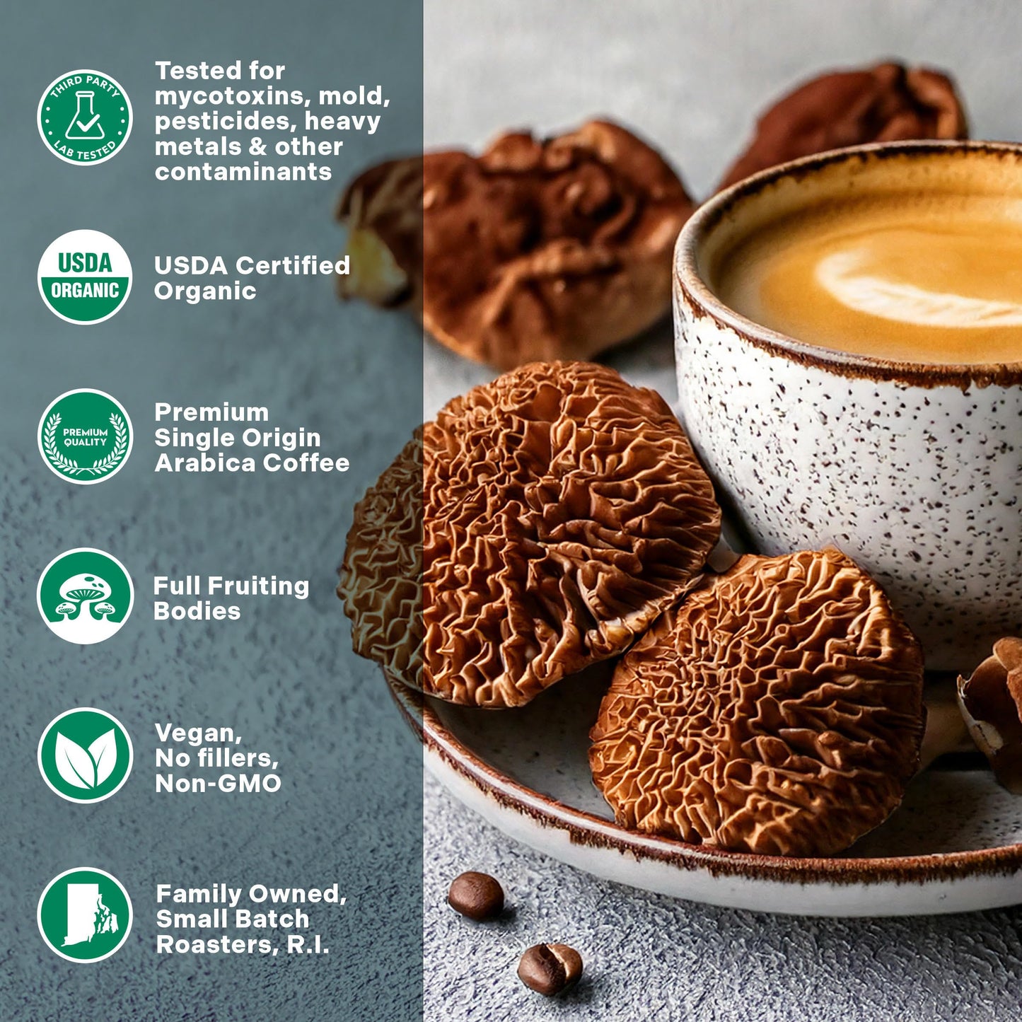 Organic Lion'S Mane & Chaga Mushroom Coffee Dark Roast, Full Fruiting Bodies, For Enhanced Brain Function, Immune Support, Wellb