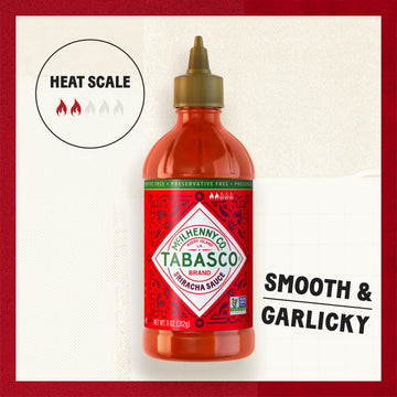 TABASCO Brand Sriracha Sauce, Medium Hot Sauce, Easy-to-Squeeze Bottle, Thai-Style with Louisiana Twist, Rich & Bold Flavor, Gre