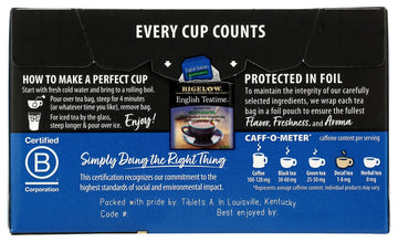Bigelow, English Time Tea (Decaffeinated), 20 Count