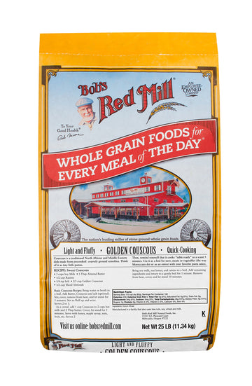 Bob'S Red Mill Golden Couscous, Quick Cooking – 25 Pound (Pack Of 1), Non-Gmo, Vegan, Moroccan-Style Wheat Couscous Pasta