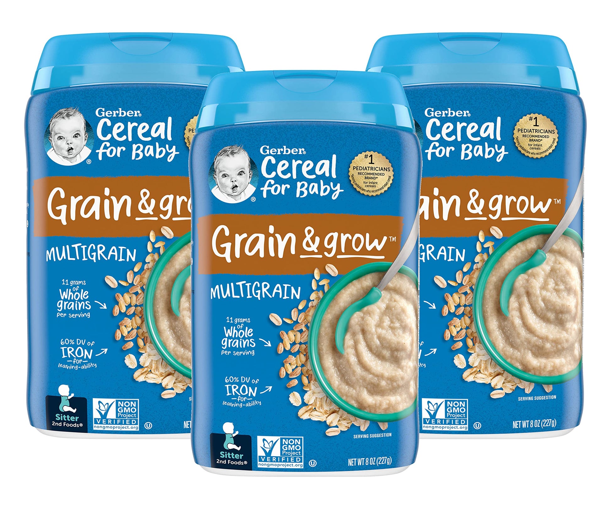 Gerber 2Nd Foods Baby Cereal, Multigrain, 8 Oz (Pack Of 3)