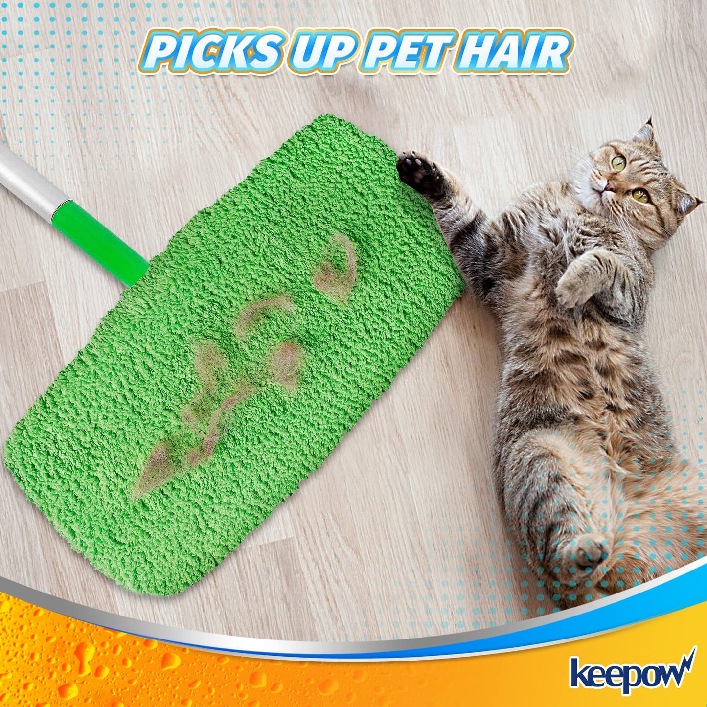 Keepow Reusable Wet Pads Refills Compatible With Swiffer Sweeper Mop, Dry Sweeping Cloths, Microfiber Wet Mopping Cloths For Har