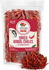 Chile De Arbol 1LB (16oz) - Dried Whole Red Chili Peppers, Premium All Natural Stemless, Resealable Bag. Use in Mexican, Chinese