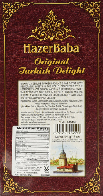 Hazerbaba Turkish Delight Plain - 1Lb