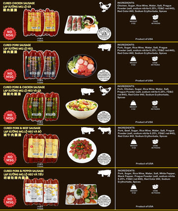 Pork Chinese Style Sausage (Lap Xuong Mai Quoi Pork) (No Msg) - Made In Usa