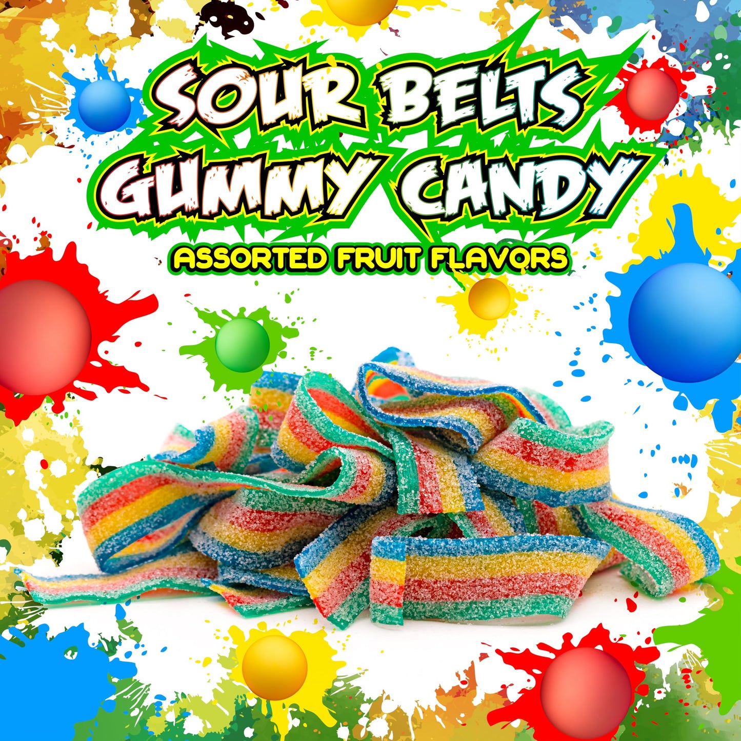 Sourzap Sour Belts | 8-Ounce Pack | Gummy Candy | Assorted Fruit Flavors