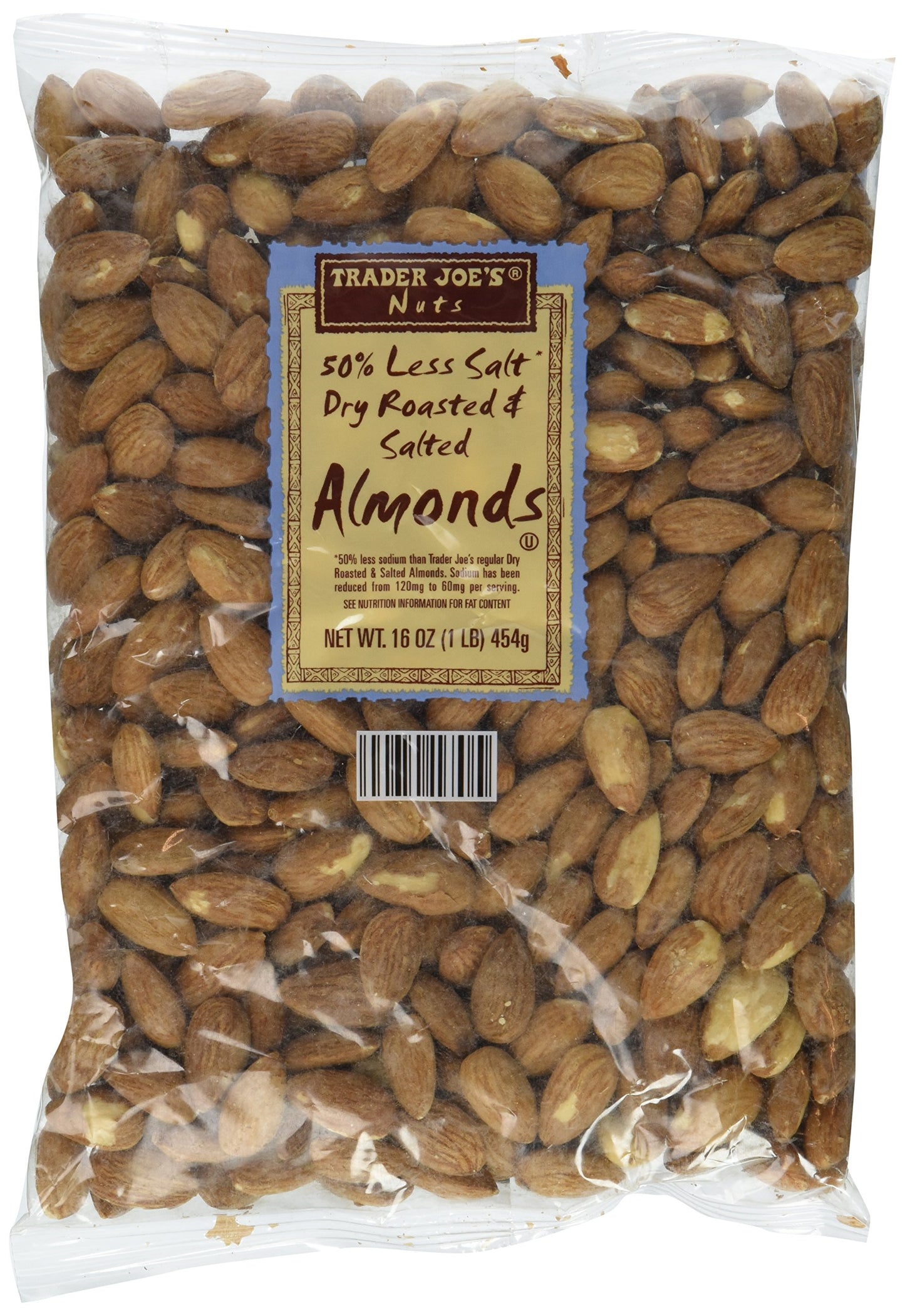 Trader Joe'S 50% Less Salt Dry Roasted And Salted Almonds, 1 Lb