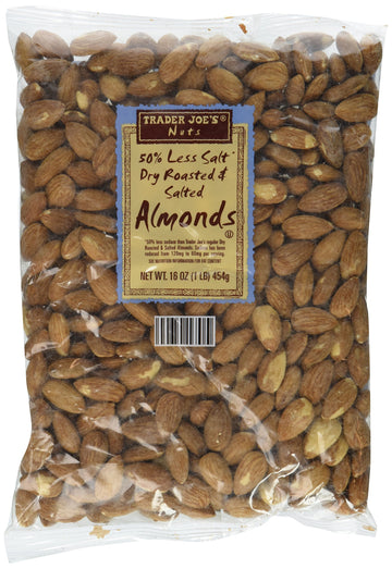Trader Joe'S 50% Less Salt Dry Roasted And Salted Almonds, 1 Lb