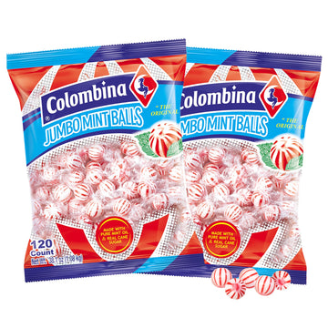 Colombina Jumbo Peppermint Balls, Individually Wrapped Red & White Hard Candy Delights, 2 Pack (240 Count)