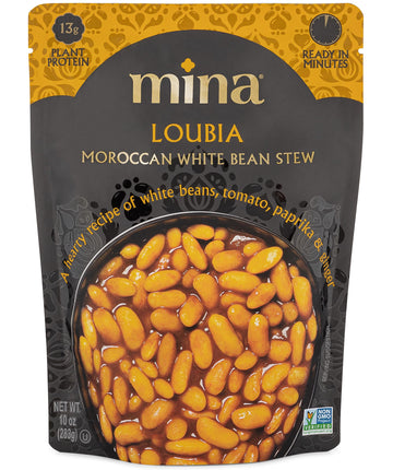 Mina Moroccan White Beans, Cannellini Beans, 10 oz (Pack of 6) Ready to Eat, Plant Protein, Vegan, Non-GMO, Gluten Free Healthy