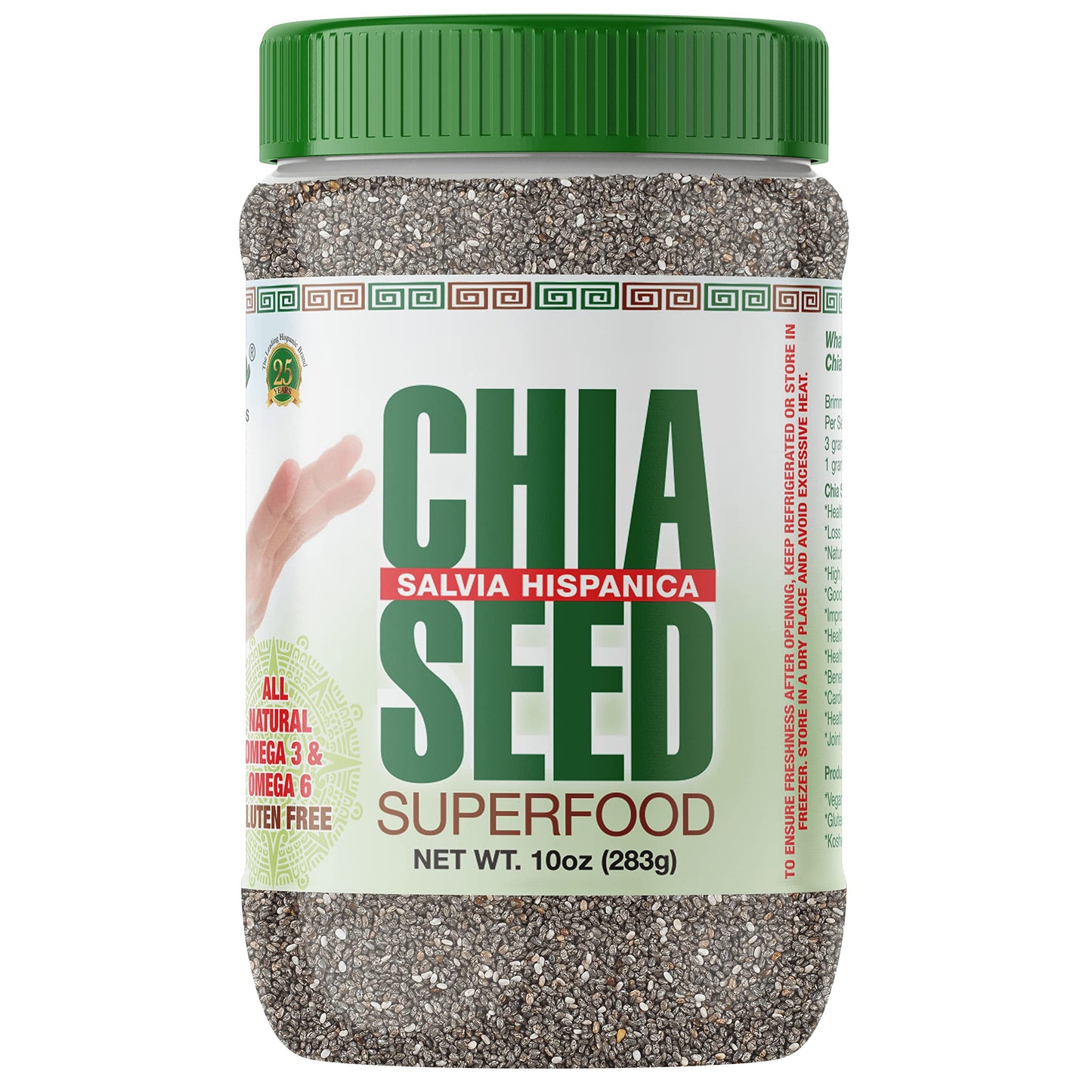 Sanar Naturals Chia Seeds - Omega-3, High Fiber and Protein Source - for Smoothies, Salads and More - Keto and Paleo Friendly -