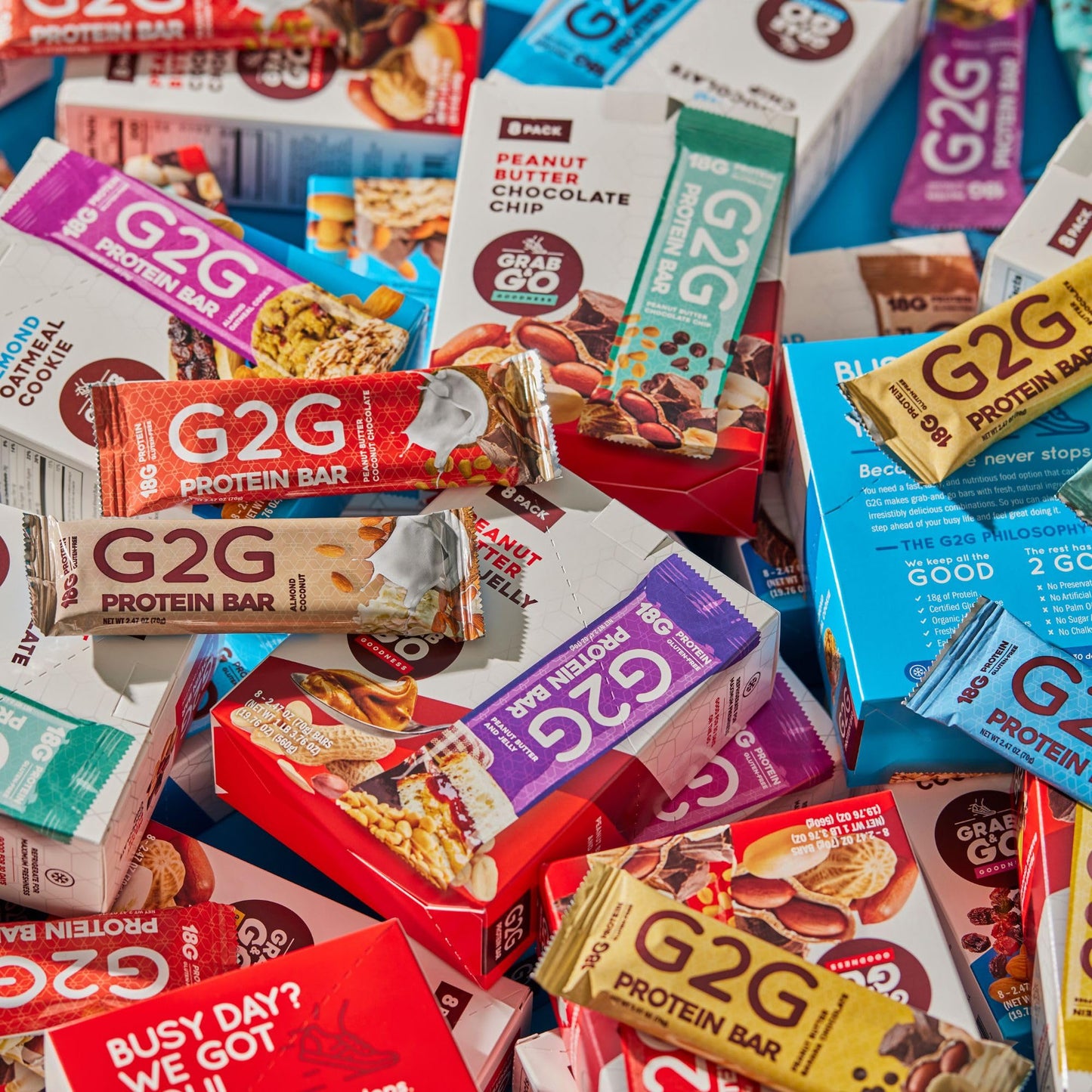 G2G Protein Bar, 8 Flavor Variety Pack, High Protein, Gluten-Free, Healthy Snack, Delicious Meal Replacement, Clean Ingredients,