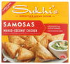 Sukhis Indian Mango Coconut Chicken Samosa Frozen Appetizer Snack with Cilantro Chutney Dipping Sauce 10oz