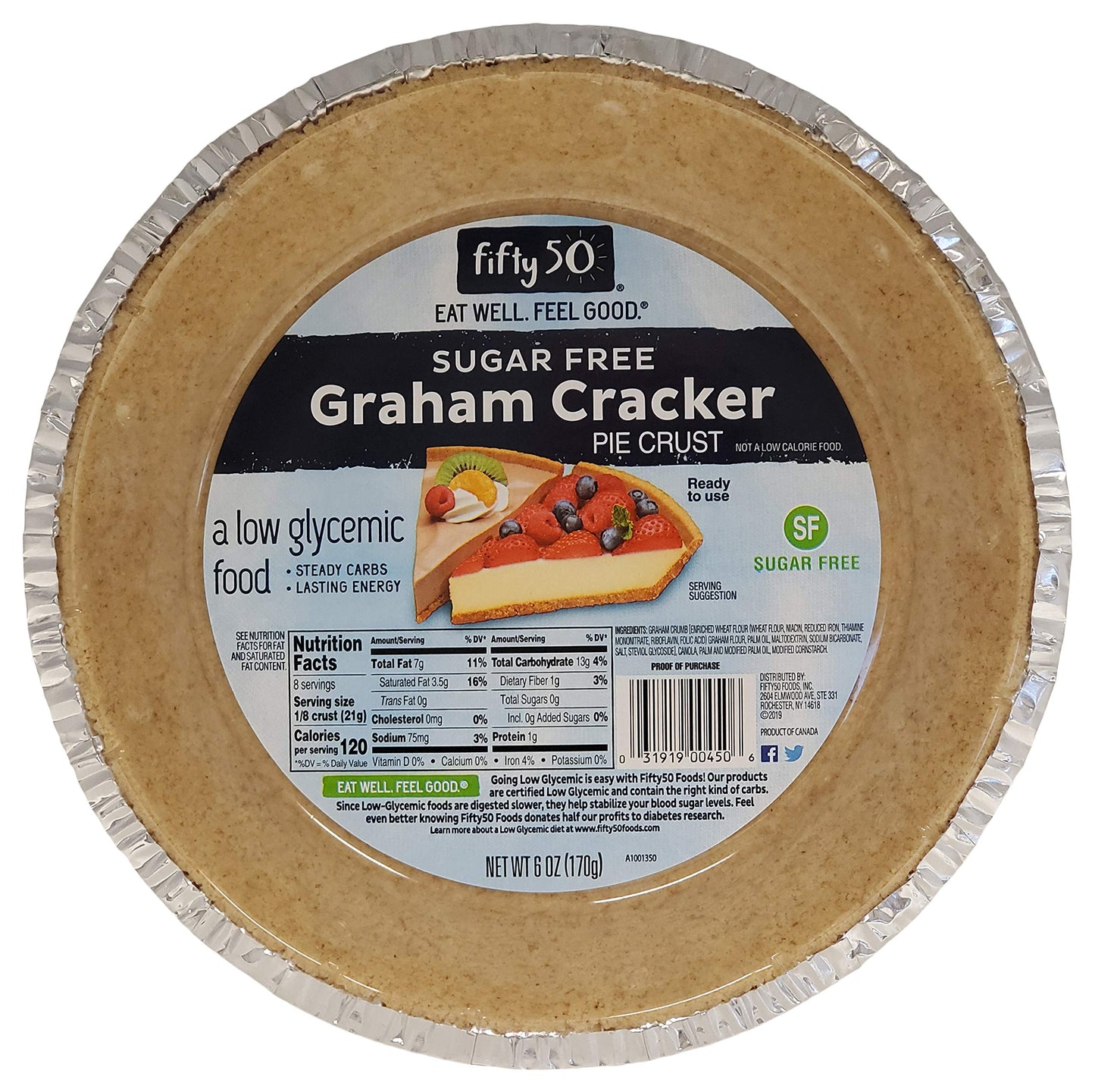Fifty 50 Foods Sugar Free Ready To Eat Graham Cracker Pie Crust, 6 Ounce (Pack Of 6)