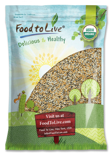 Food to Live Organic Omega-3 Seeds Mix with Flax, Chia and Sesame, 10 Pounds Non-GMO Whole Seeds, Raw, Kosher, Vegan. Rich in Om