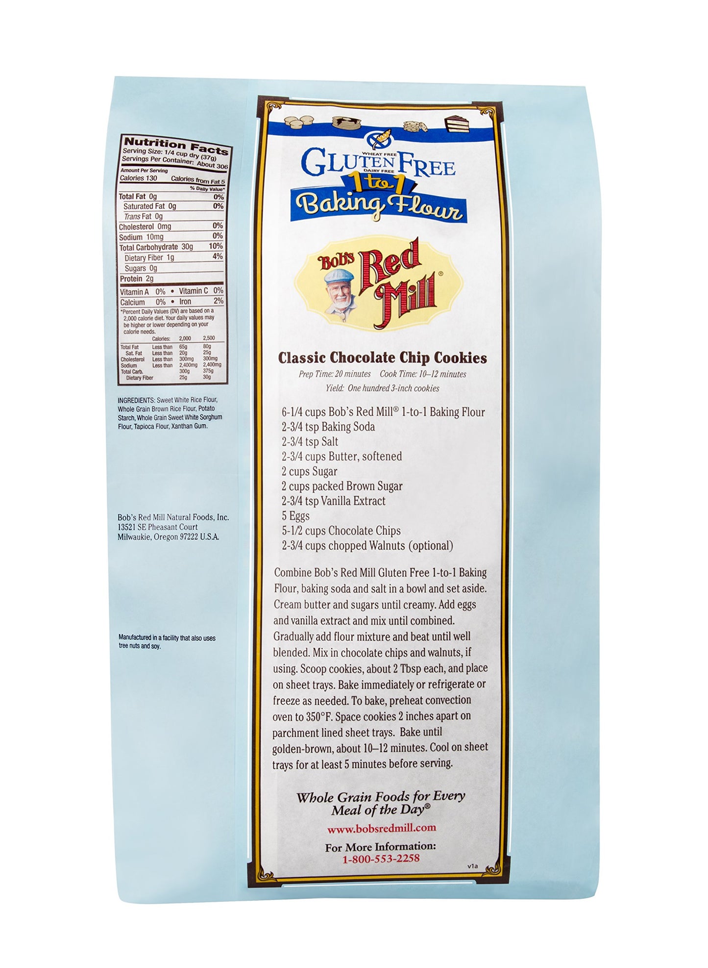 Bobs Red Mill Gluten Free 1-to-1 Baking Flour, 25 Pound, 400 Ounce, Model 1601B25