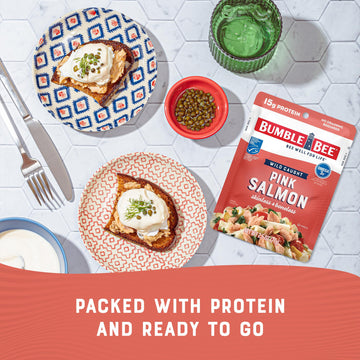 Bumble Bee Skinless & Boneless Pink Salmon, 2.5 oz Pouch, Pack of 12, High in Omega-3s, Gluten Free, MSC Certified