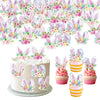 42Pcs Edible Easter Bunny Ear Cupcake Toppers Wafer Paper Happy Easter Cake Picks Easter Theme Birthday Party Spring Kids Cake D