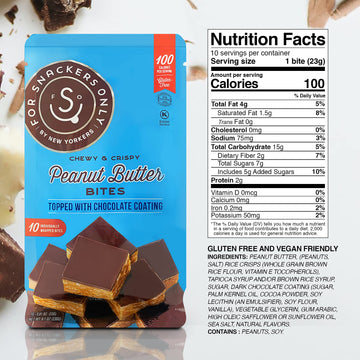 For Snackers Only Peanut Butter Bites - Gluten Free, Vegan, Dairy Free - 30 Individually Wrapped - 10 Count (Pack of 3)