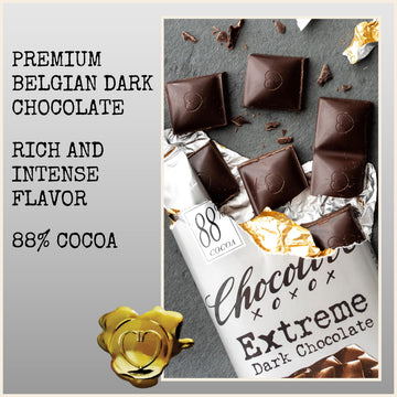 Chocolove Extreme Dark Chocolate Bars, 88% Cocoa, Non-GMO & Gluten-Free, 3.2 oz (12 Pack)
