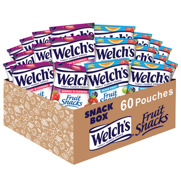 Welch s Fruit Snacks, Mixed Fruit & Berries N Cherries Variety Pack, Great for School Lunches, Bulk Pack, Stocking Stuffers,